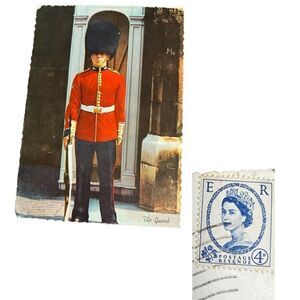 Queen Elizabeth 4 Cent posts card 1963 on kodak The Guard England Uk Postcard